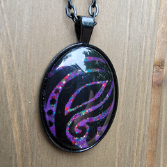 Purple Sparkle Hand-Painted Swirl Pendant