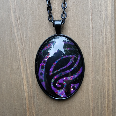 Purple Sparkle Hand-Painted Swirl Pendant