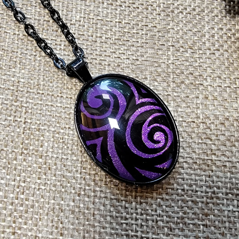 Purple Hand-Painted Swirl Pendant