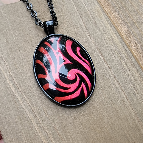 Red Hand-Painted Swirl Pendant