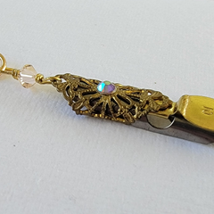 Iridescent & Gold Vintage Pen Nib Pendant