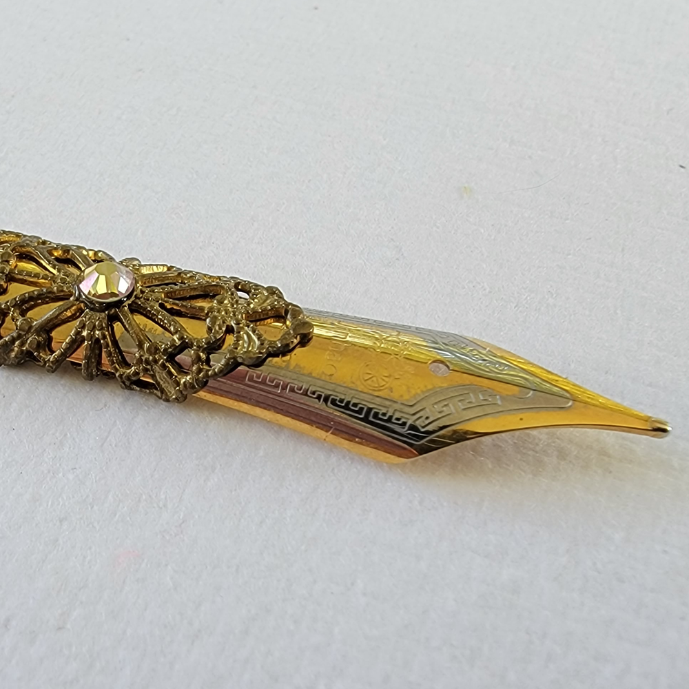 Iridescent & Gold Pen Nib Pendant