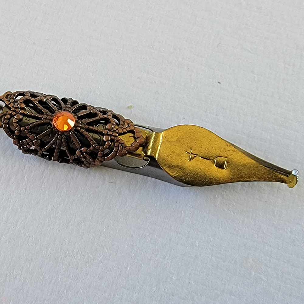 Orange Copper Vintage Pen Nib Pendant