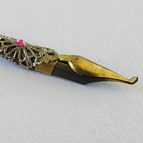 Pink & Silver Vintage Pen Nib Pendant