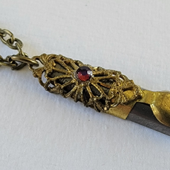 Purple & Antique Gold Vintage Pen Nib Pendant