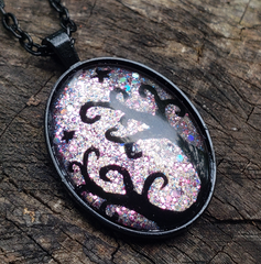 Hand-Painted Pink Tree Pendant