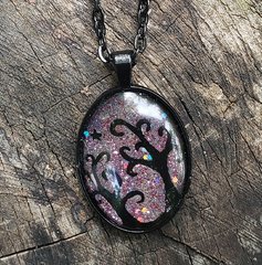 Hand-Painted Pink Tree Pendant