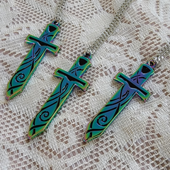 Sea Serpent Rainbow Sword Pendant