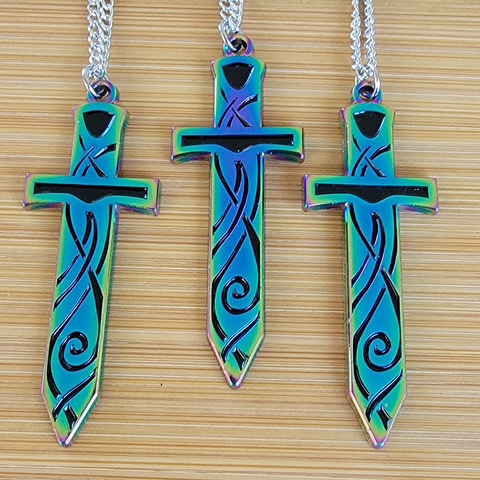 Sea Serpent Rainbow Sword Pendant