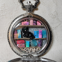 Sparkling Silver Library with Black Cat