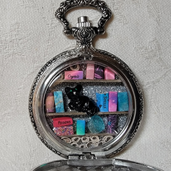 Sparkling Silver Library with Black Cat