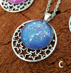 Starry Crescent Glitter Pendant