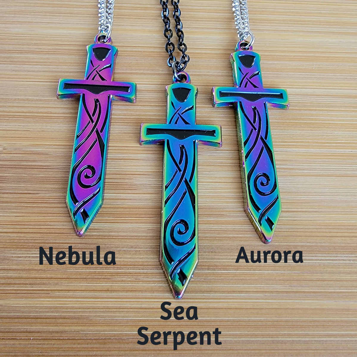 Sea Serpent Rainbow Sword Pendant
