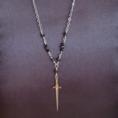 Garnet and Silver Sword Necklace