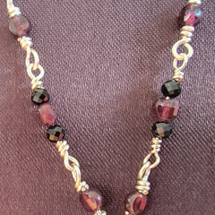 Garnet and Silver Sword Necklace