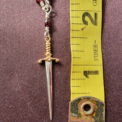 Garnet and Silver Sword Necklace