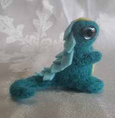 Turquoise & Yellow Needle Felted Dragon