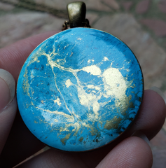 Resin Pendant: Turquoise & Gold