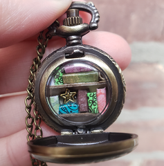 Mini Pocket Watch Library, Antique Gold