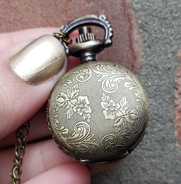 Mini Pocket Watch Library, Antique Gold